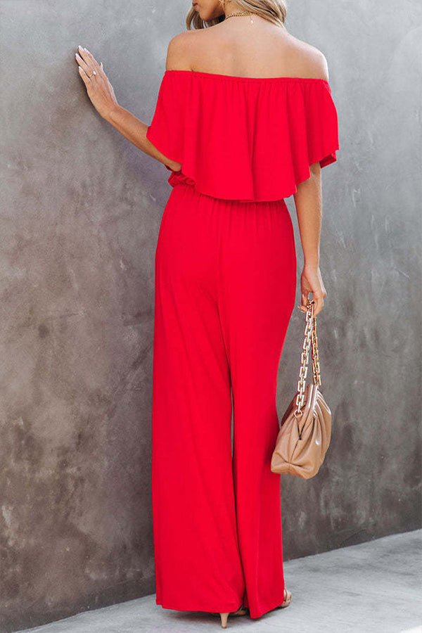 Pure color holiday vacation casual jumpsuit