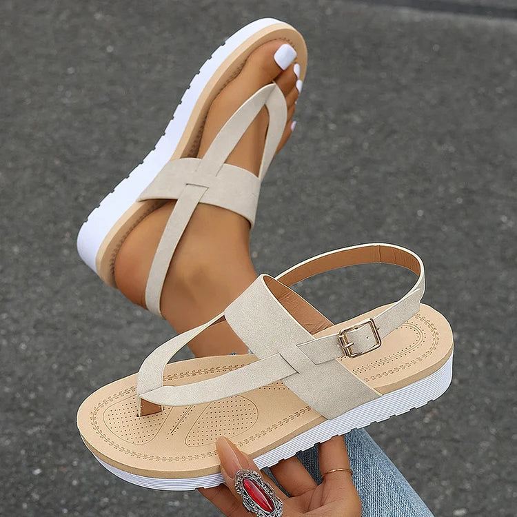 Sandalias casuales con chanclas con plataforma y hebilla con tira trasera 