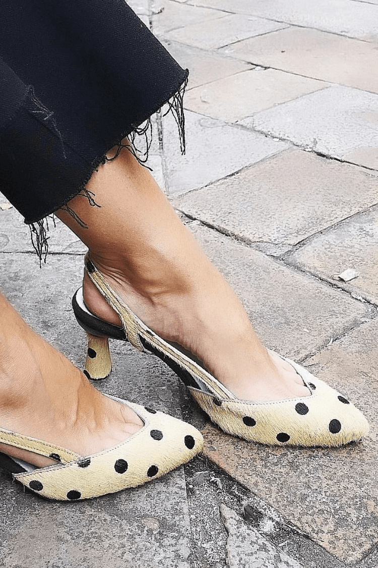 Slingback a pois dorati. Tacco [Pre-ordine]