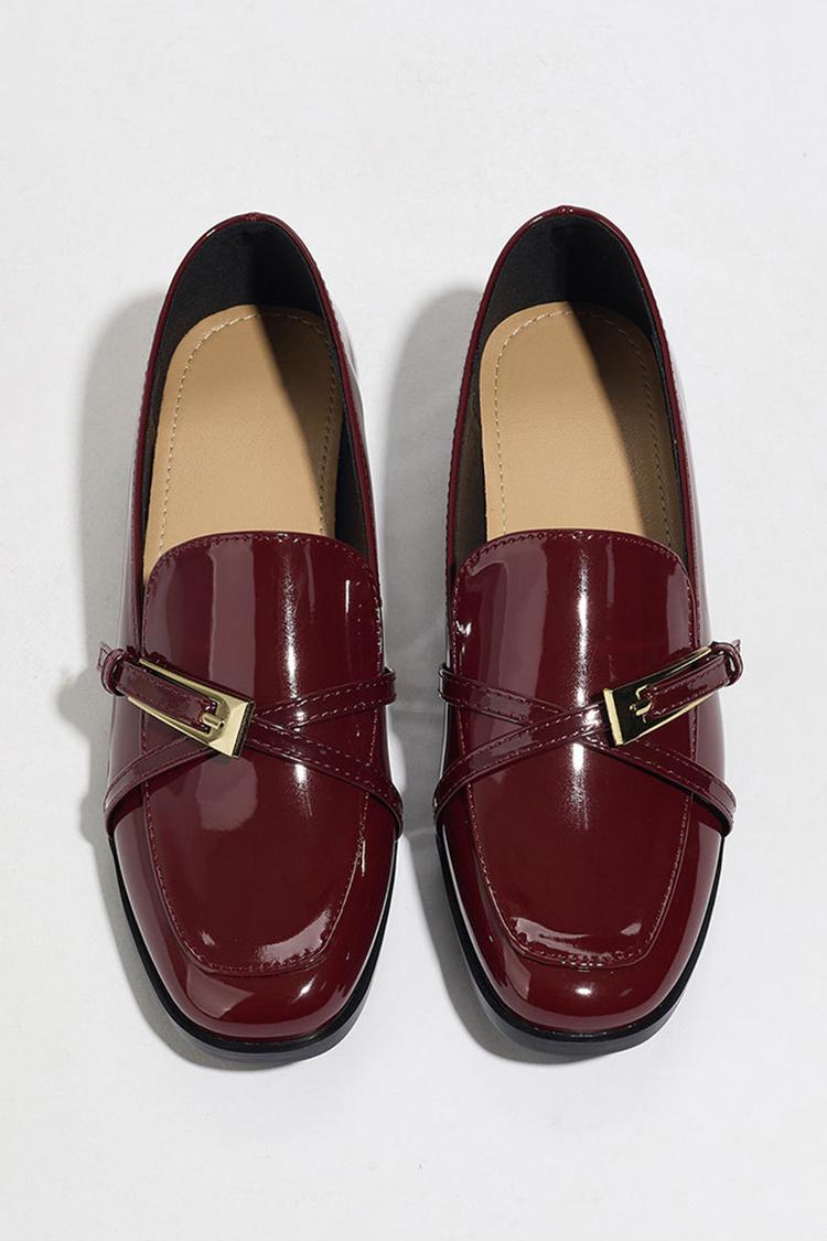 Kreuzriemen Schnalle Dekor Patchwork Quadratische Zehe Freizeit Slipper