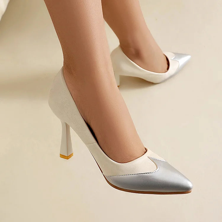 Patchwork Colorblock Pointed Toe Elegant Stiletto Heels