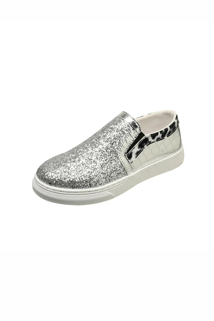 Błyszczące mokasyny z okrągłym noskiem, wzór w cętki lamparta, patchworkowe, codzienne