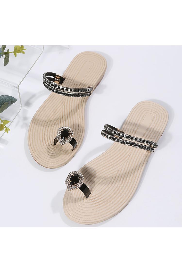 Infradito con strass, sandali casual con cinturino alla caviglia scintillante