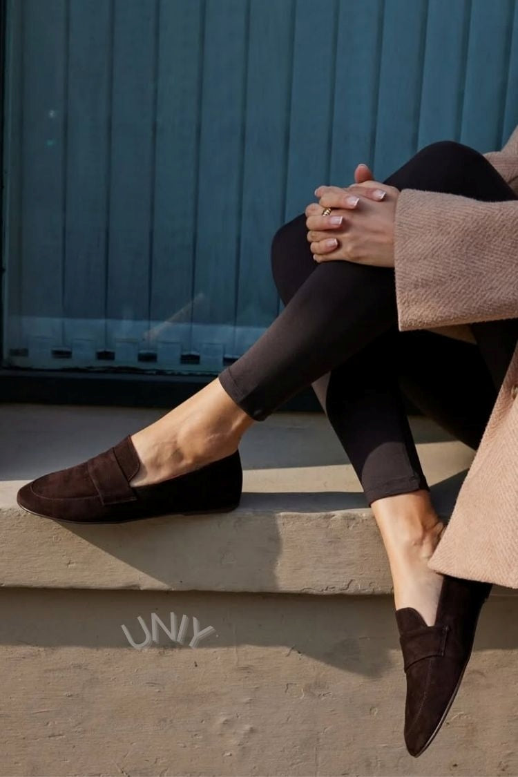 Solid Color Polished Leather Versatile Penny Loafers [Pre Order]