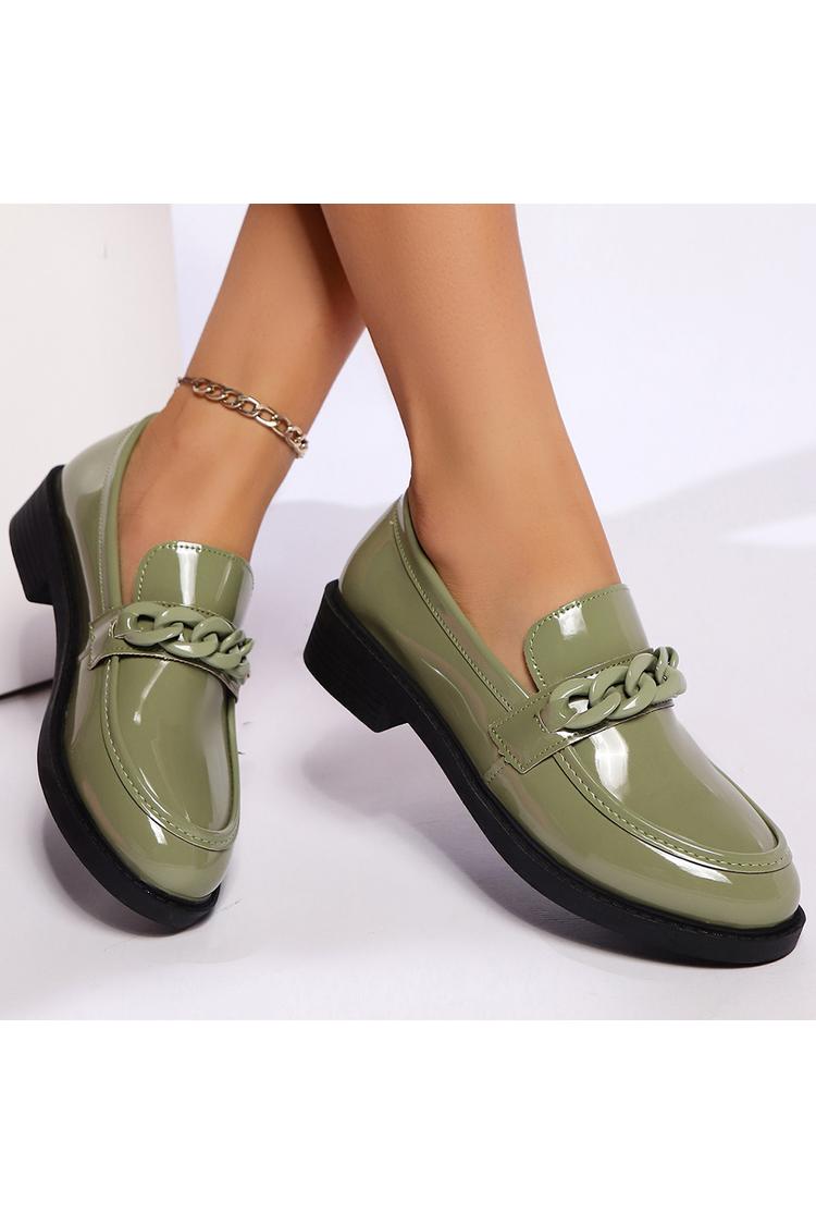 Metallkette Dekor Einfarbig Patchwork Rundspitze Freizeit Loafer