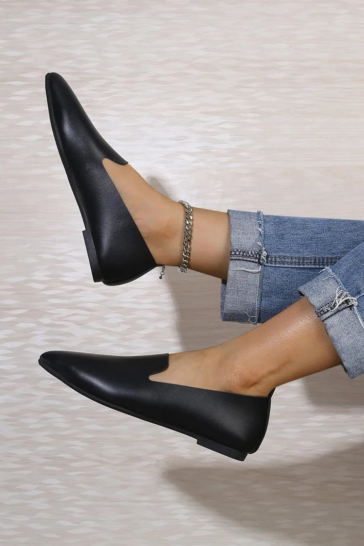 Scarpe basse casual slip-on a punta tinta unita