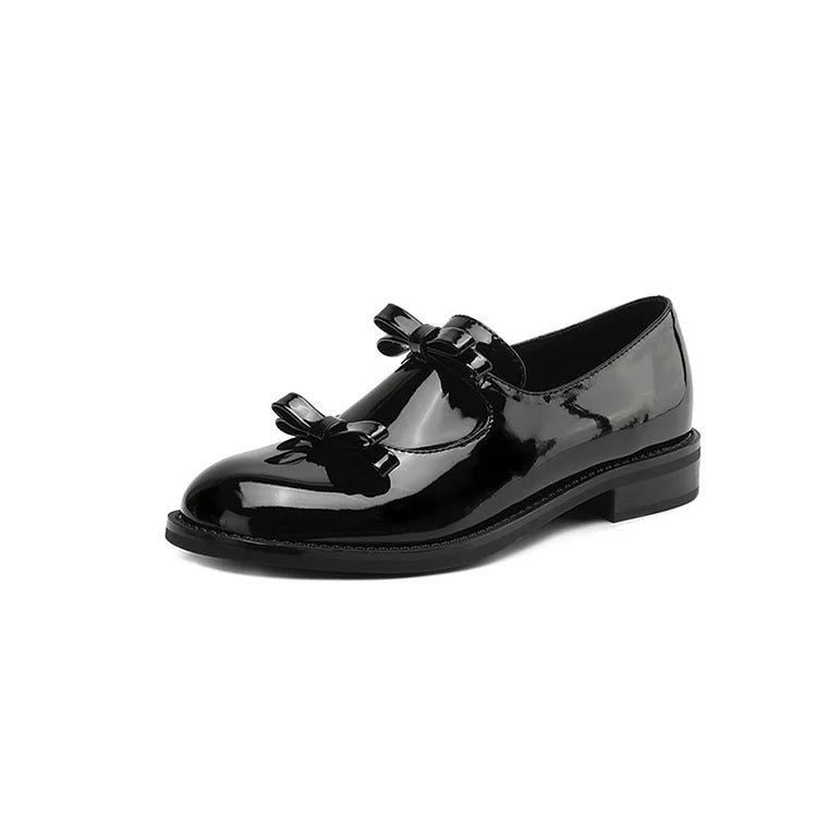 Kolorowe mokasyny casual z kokardą, łączone, okrągły nosek