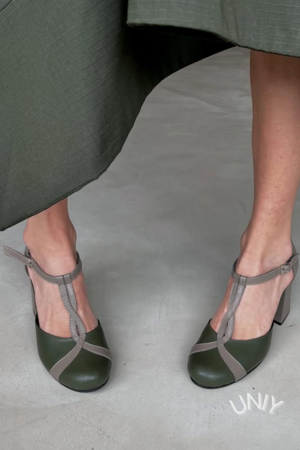 T-Riemen Blockabsatz Pumps [Vorbestellung]