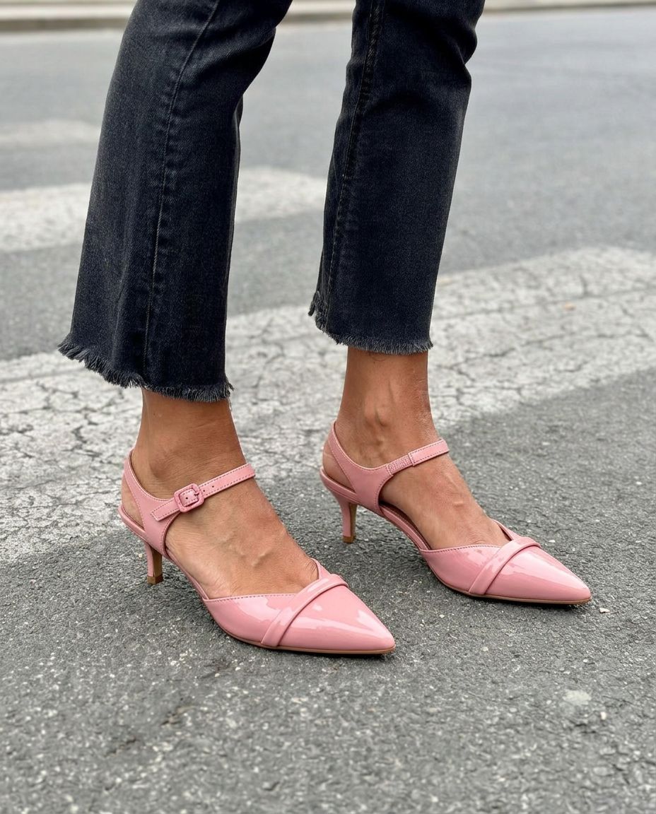 Patent PointedToe Ankle Strap Kitten Heel Pumps [Pre Order]