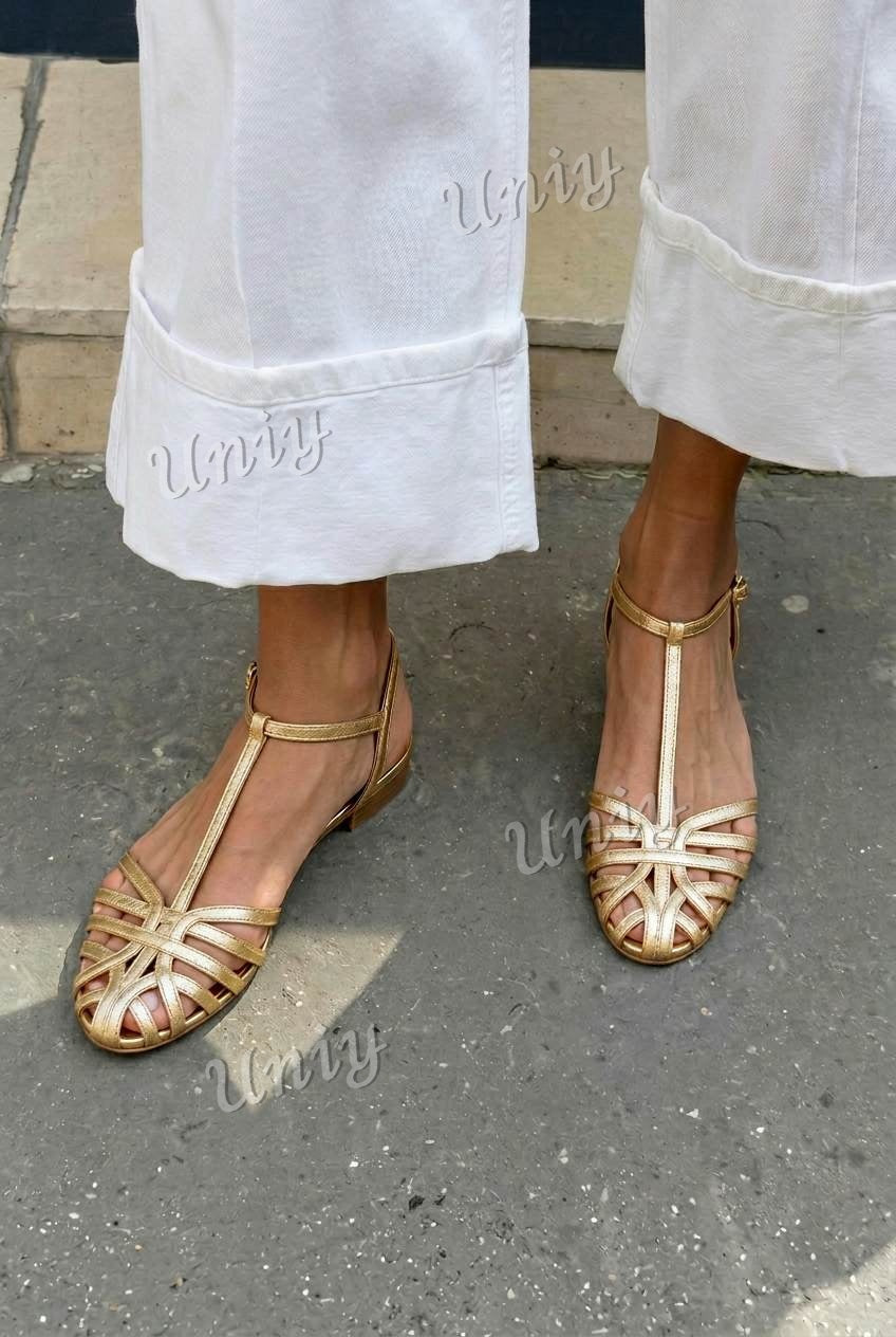 Strappy Fisherman T-Strap Closed Toe Flat Sandals [Pre Order]