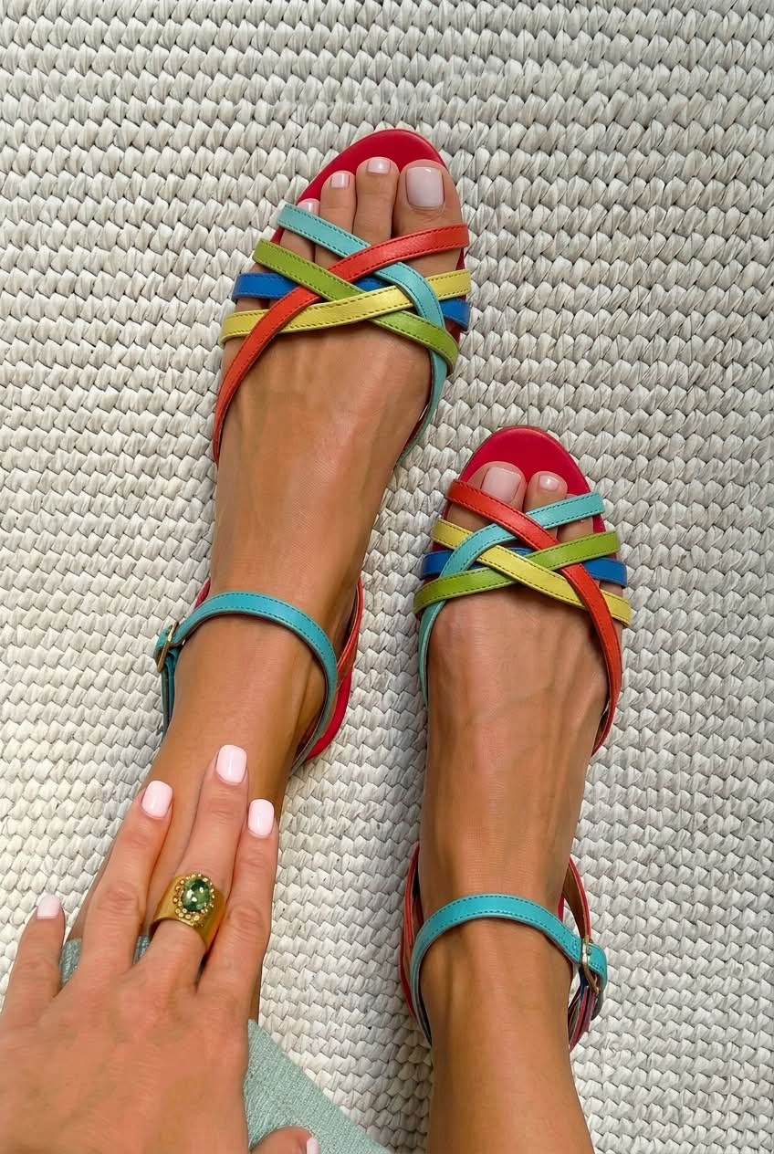 Interwoven Crisscross Peep Toe Flat Ankle Sandals [Pre Order]