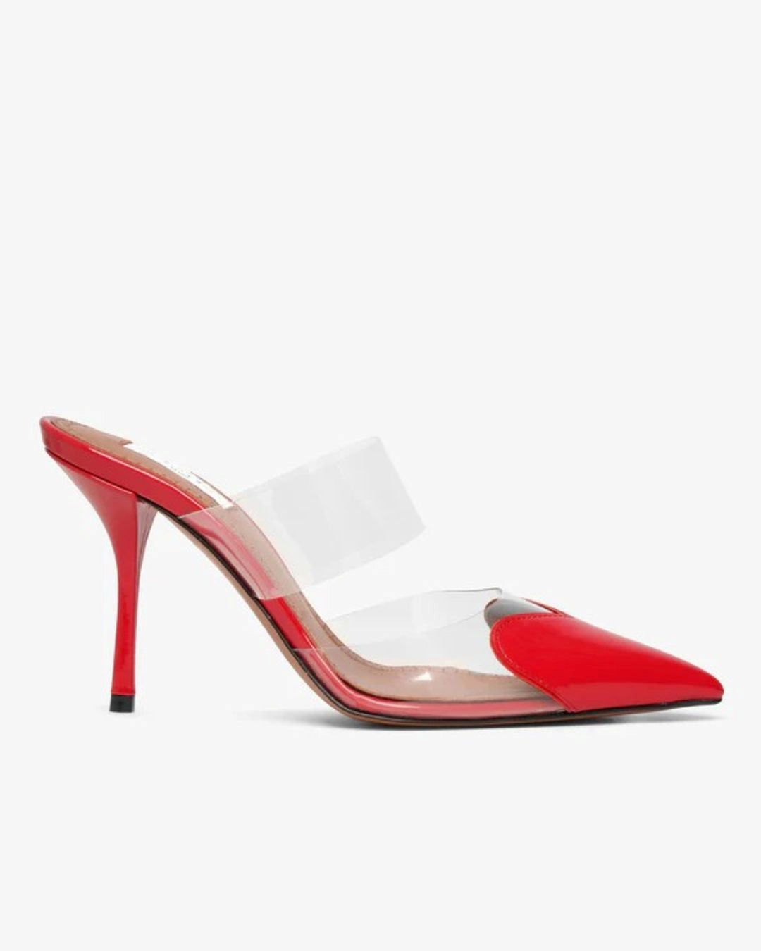 Colorblock Slingback-Pumps mit rotem Herzdetail und spitzer Spitze [Vorbestellung]