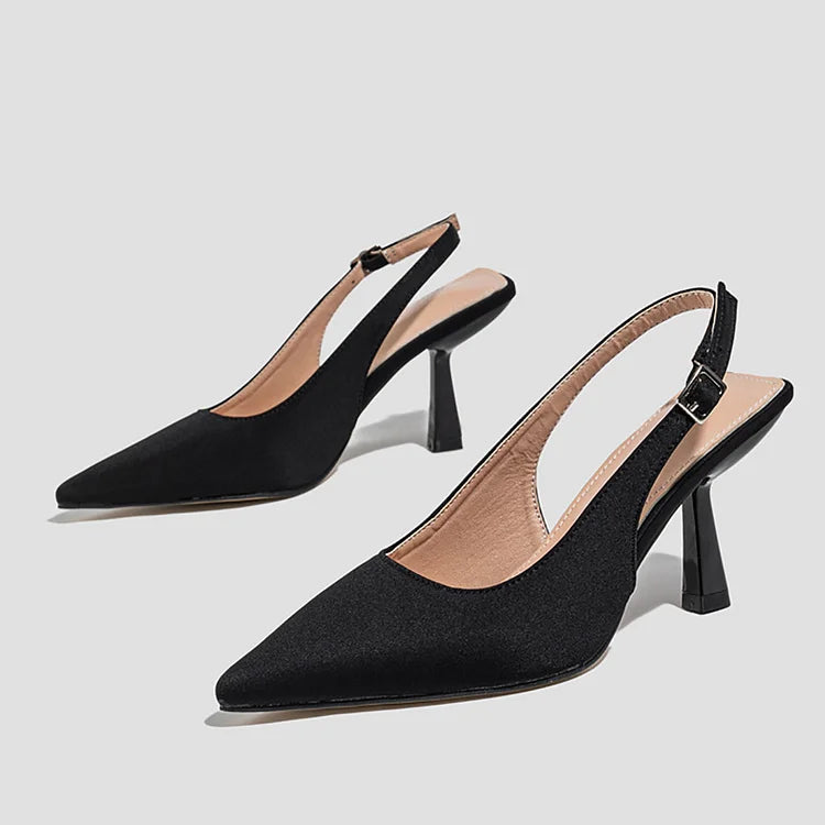 Slingback-Schnalle mit spitzer Zehenpartie, elegante Stilettos mit mittelhohem Absatz