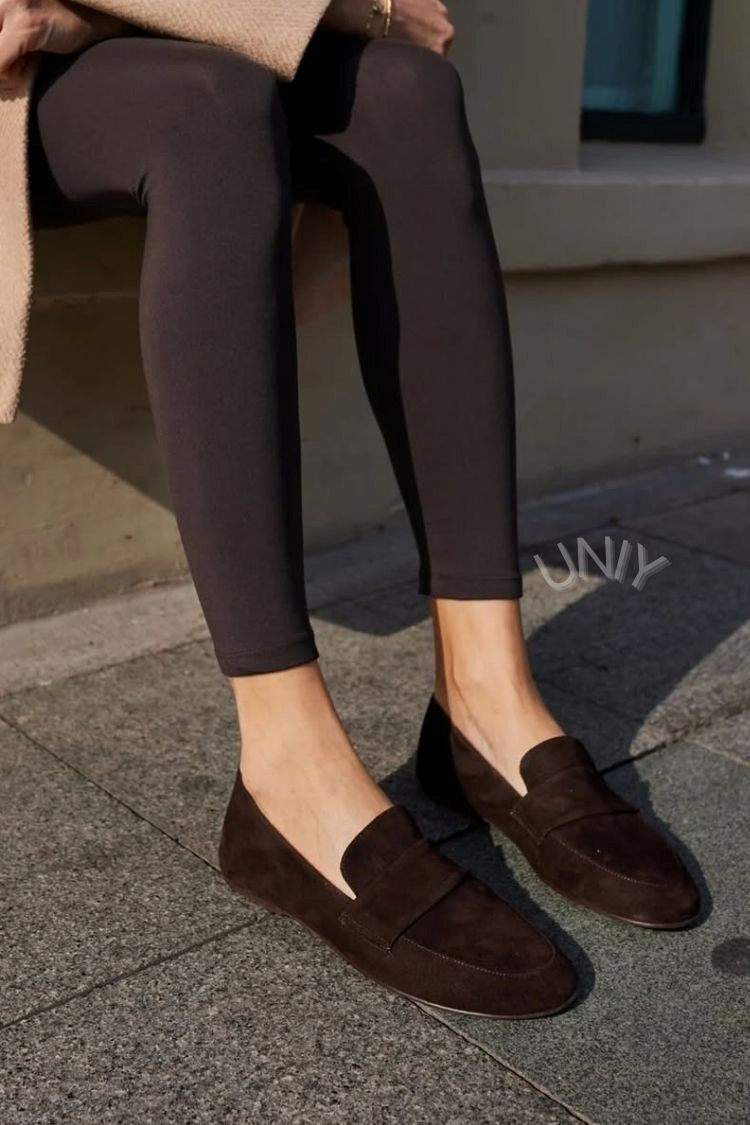 Solid Color Polished Leather Versatile Penny Loafers [Pre Order]