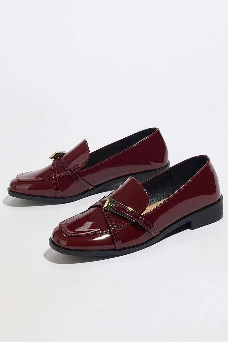 Kreuzriemen Schnalle Dekor Patchwork Quadratische Zehe Freizeit Slipper