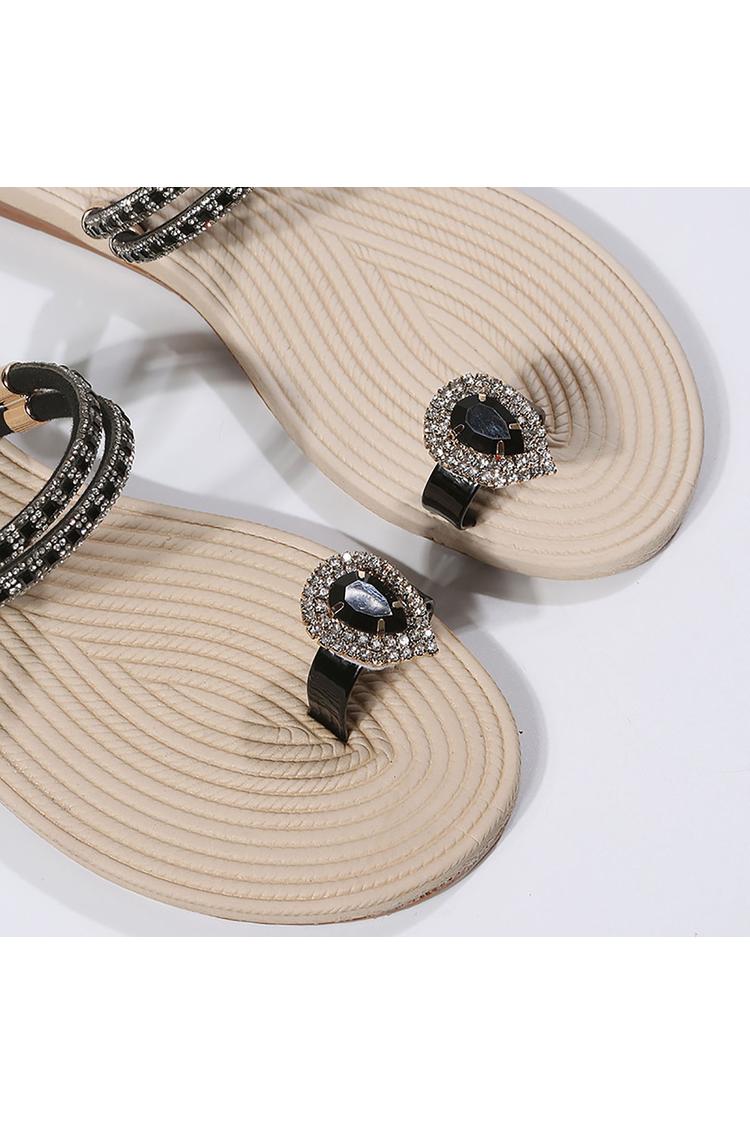 Infradito con strass, sandali casual con cinturino alla caviglia scintillante