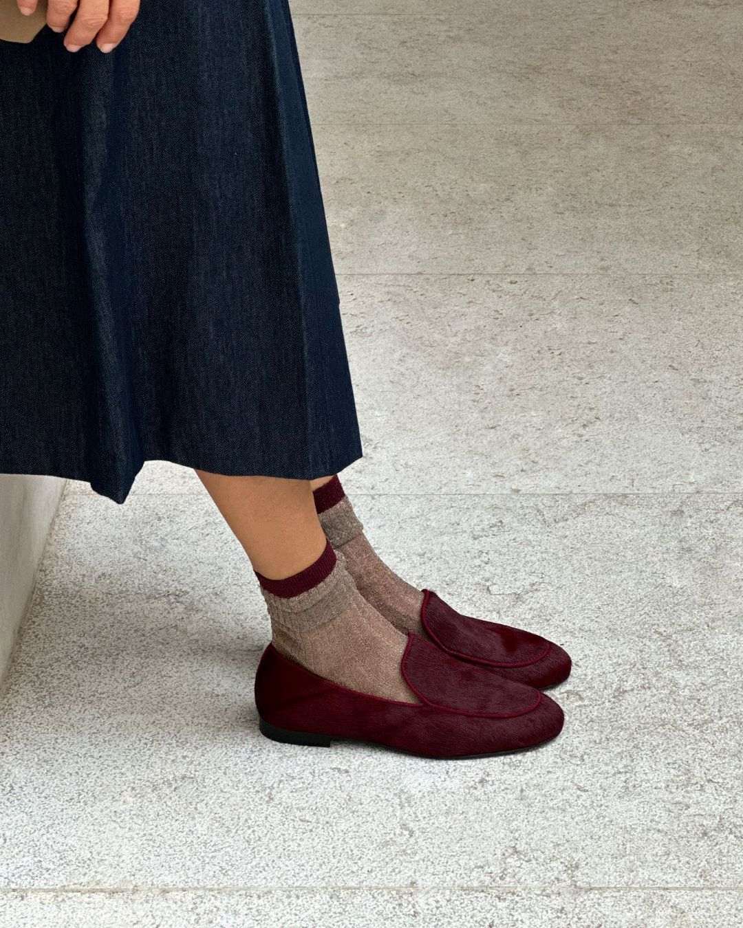 Eleganti mocassini slip-on classici in pelle scamosciata bordeaux vintage [Pre-ordine] 