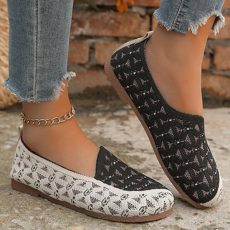 Textured Color Block Patchwork Asymmetric Cut Out Loafers