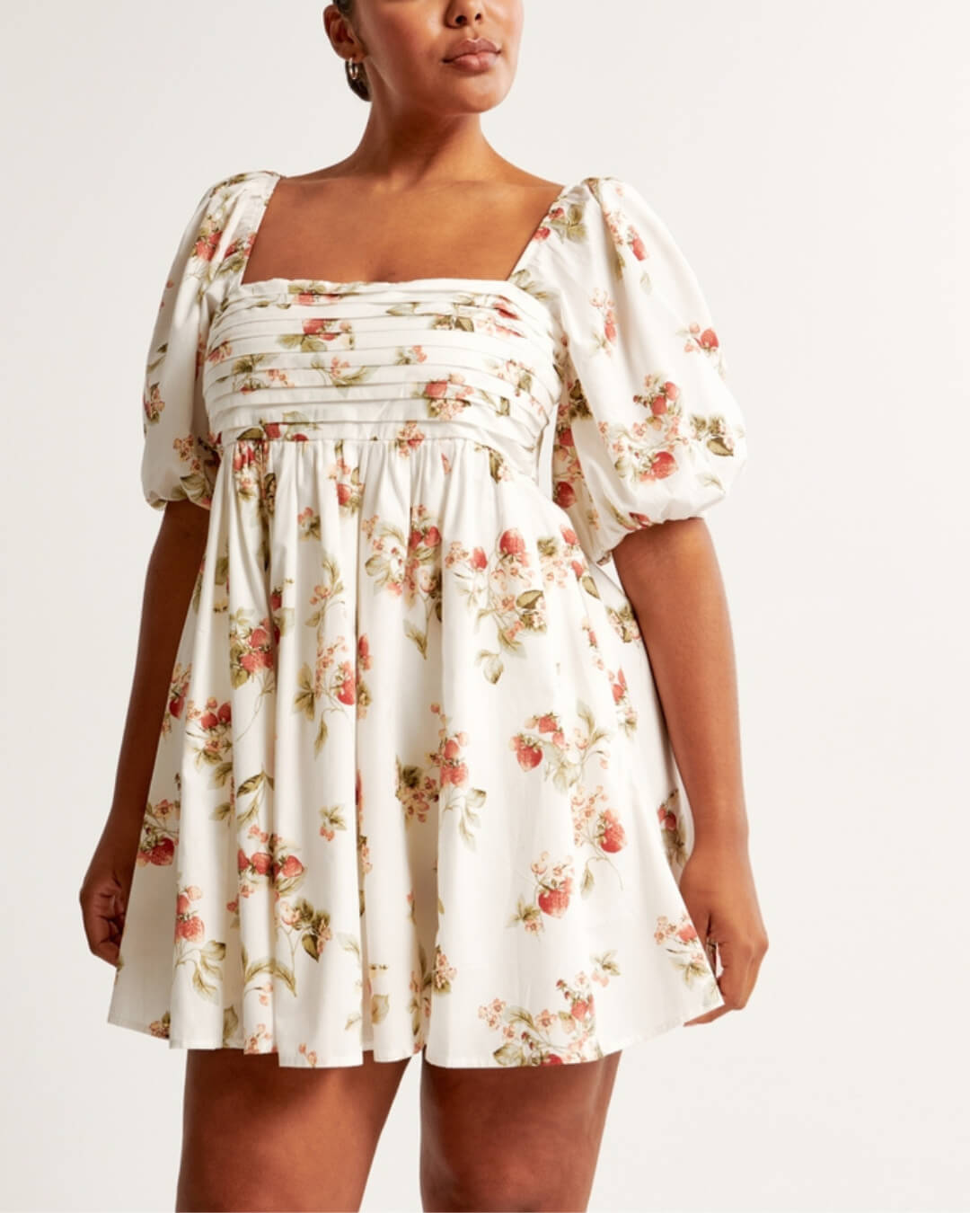 Puff Sleeves High Waist Floral Print Mini Dress