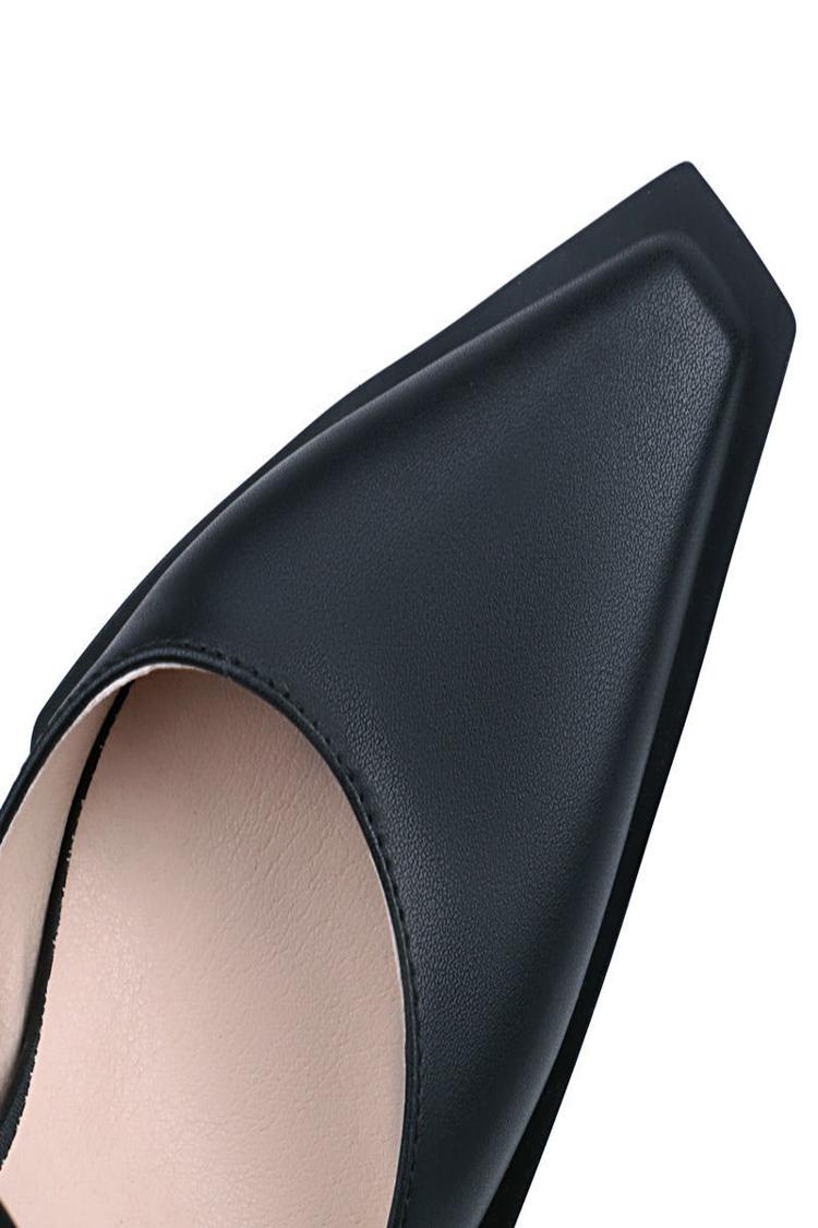 Faux Leather Ankle Strap Plain Square Toe Stilettos