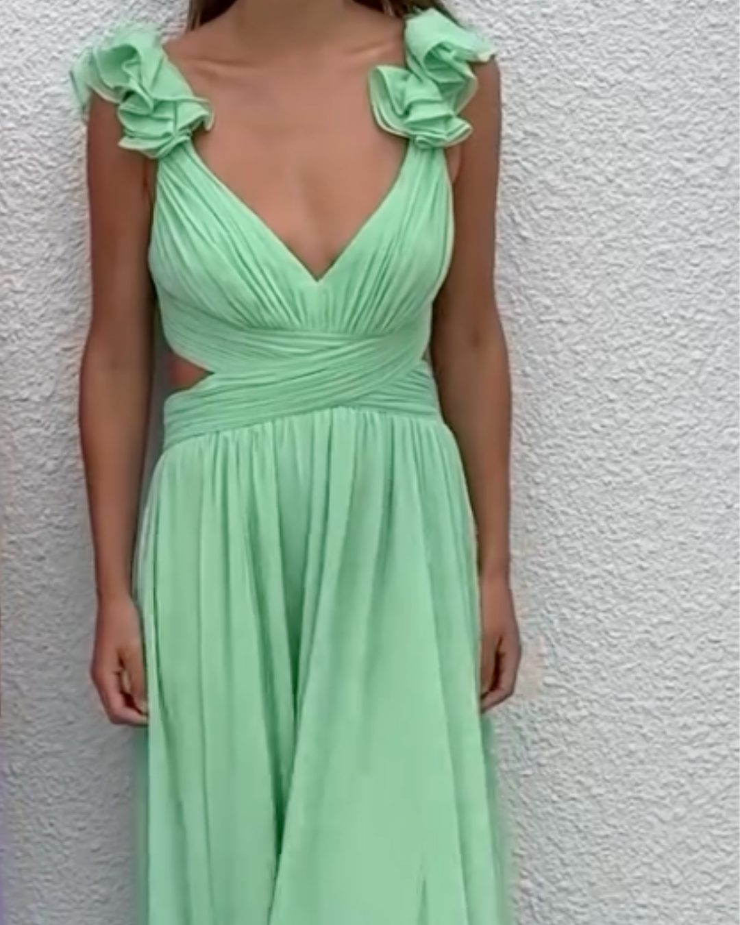 Ruffle Shoulder Maxi Dress