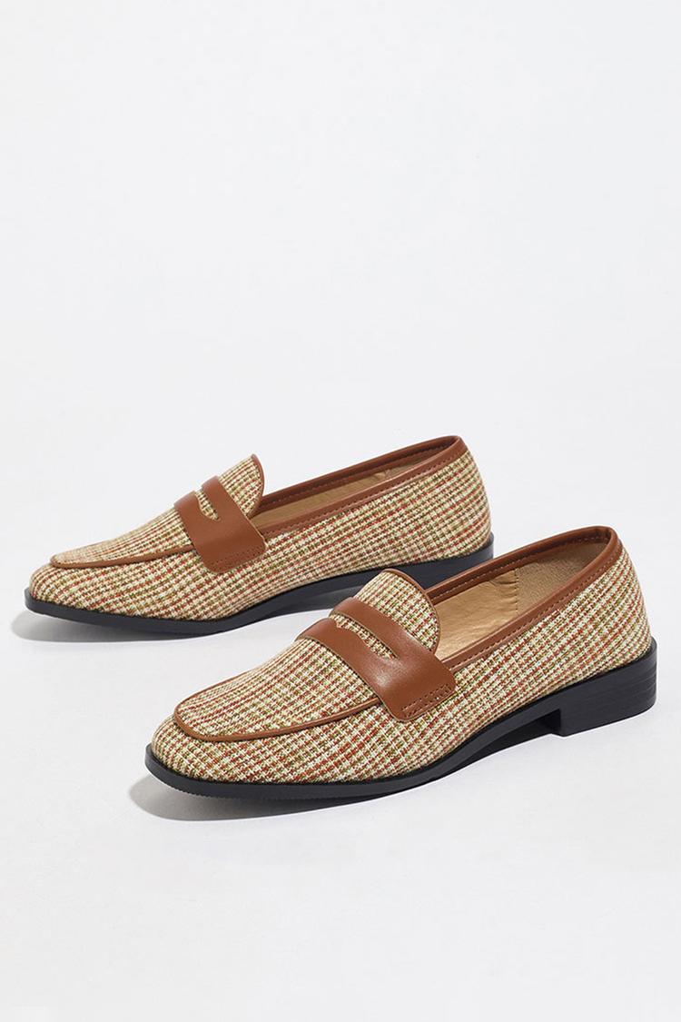 Patchwork Freizeit Outdoor Quadratische Zehen Slipper Loafer