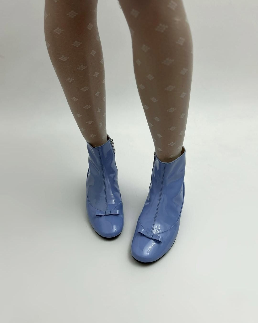 Quadratische Spitze Schleifen-Mid-Heel Knöchelstiefel [Vorbestellung]