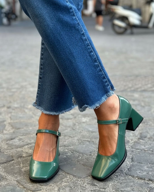 Einfarbige Mary Jane Pumps mit quadratischer Spitze, Blockabsatz und Schnallenriemen [Vorbestellung]