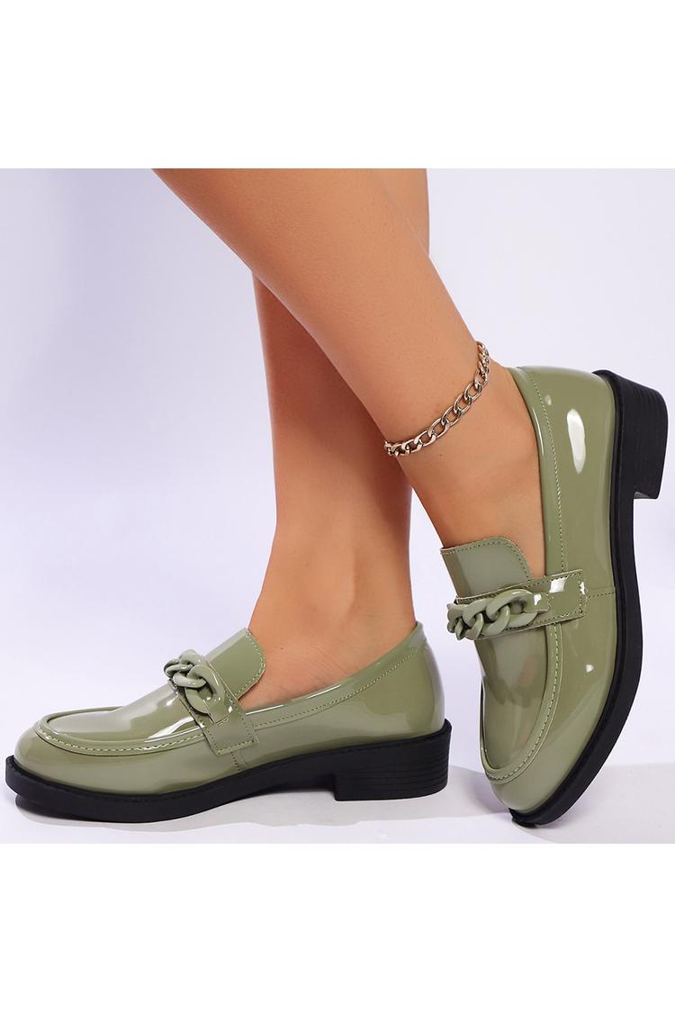 Metallkette Dekor Einfarbig Patchwork Rundspitze Freizeit Loafer