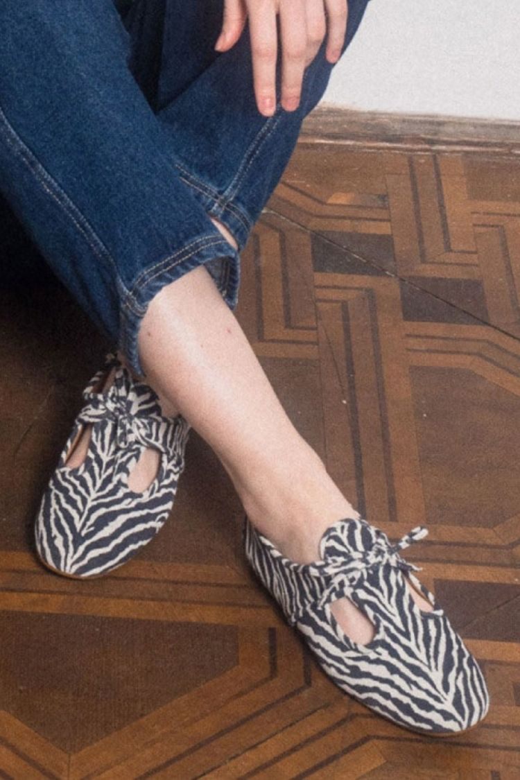 Zebra Pattern Cutout Pointed Flats [Pre Order]