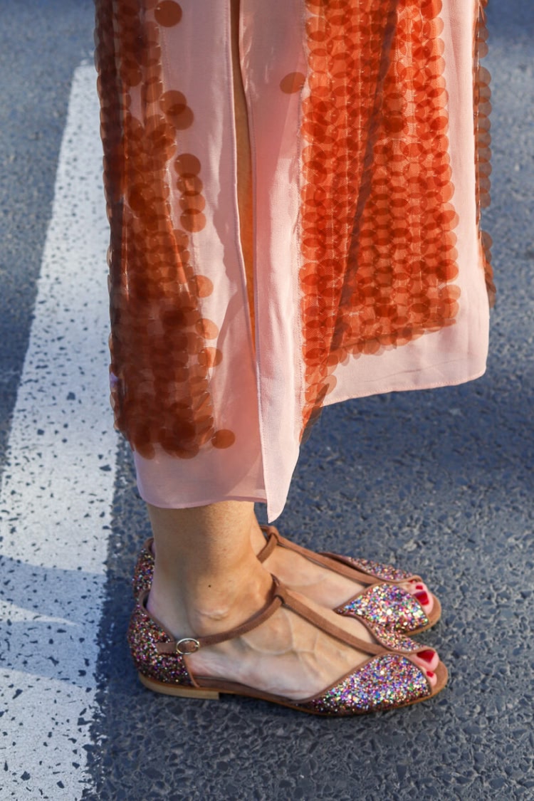 Multi Glitter Peep Toe T-Strap Rainbow Flat Sandals [Pre Order]