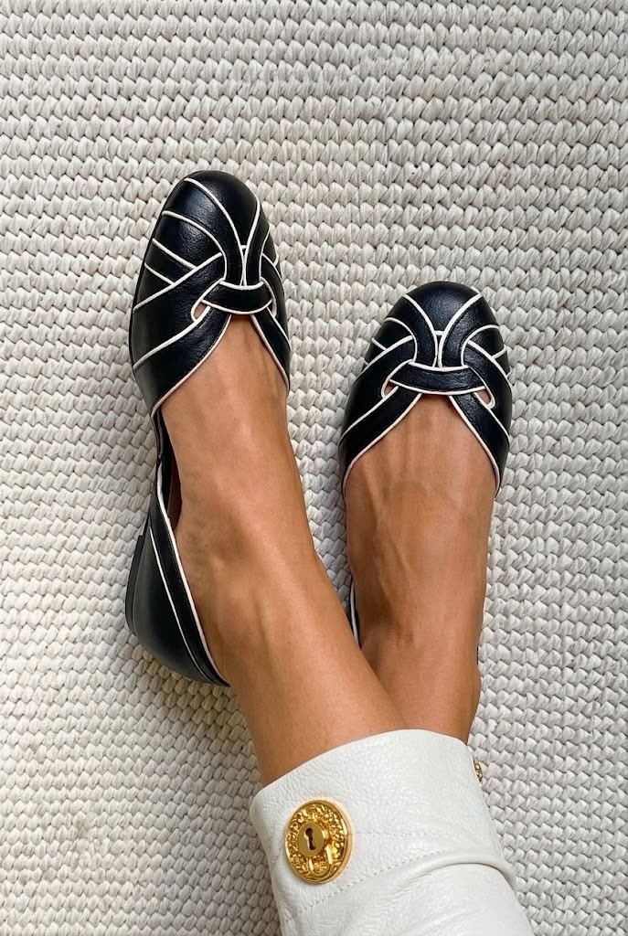 Knotted Interwoven Round Toe Flat D'Orsay Shoes [Pre Order]
