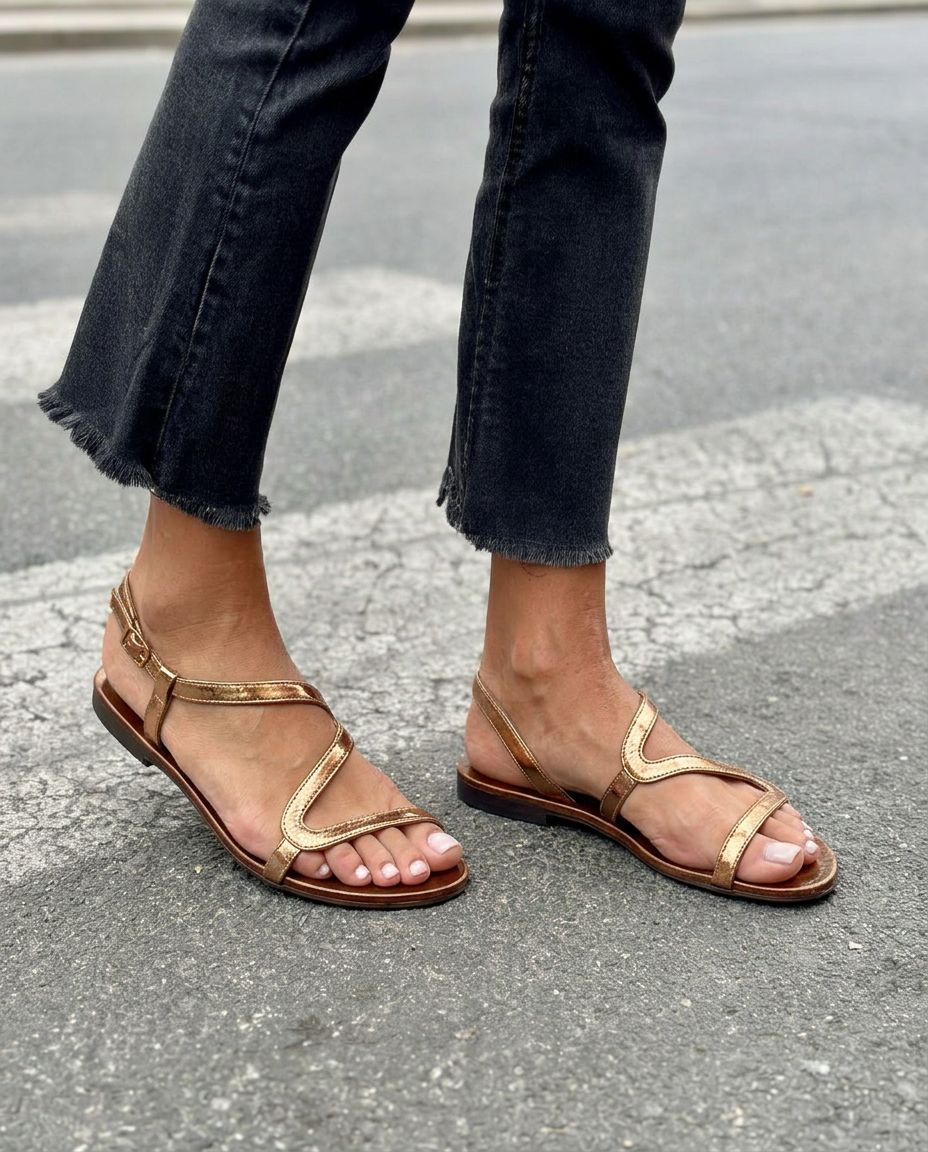 Wavy Strappy Open Toe Flat SlingbackSandals [Pre Order]