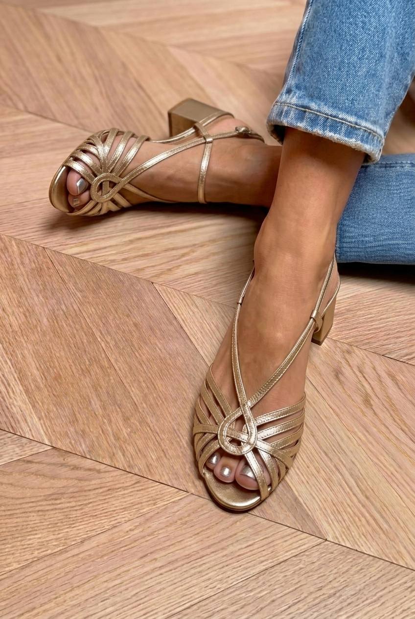 Strappy Intertwined Peep Toe Slingback Block Heel Sandals [Pre Order]