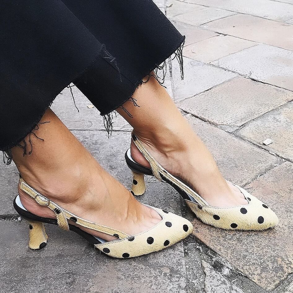 Slingback a pois dorati. Tacco [Pre-ordine]