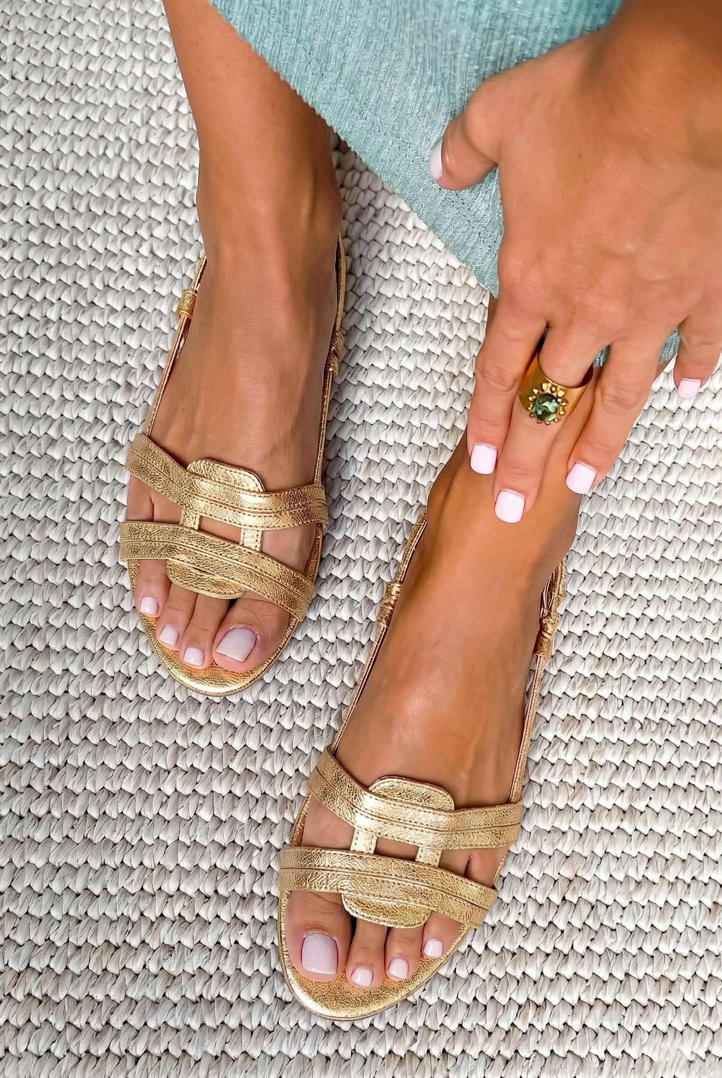 Woven Gold Metallic Interlocking Slingback Sandal [Pre Order]