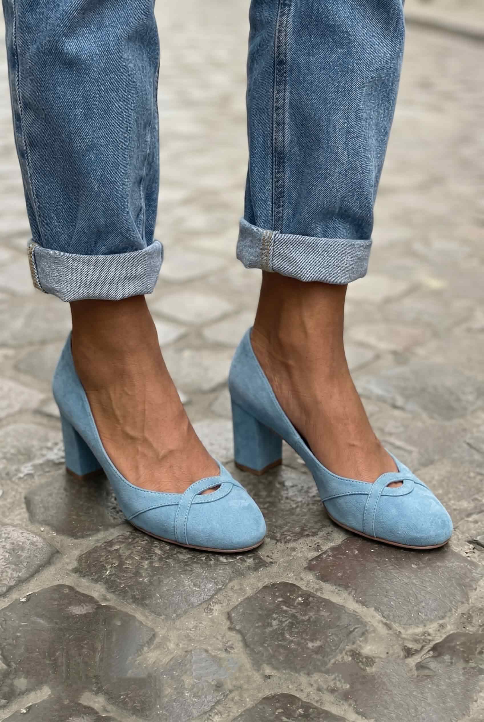 Cutout Detail Round Toe Block Heel Pumps [Pre Order]
