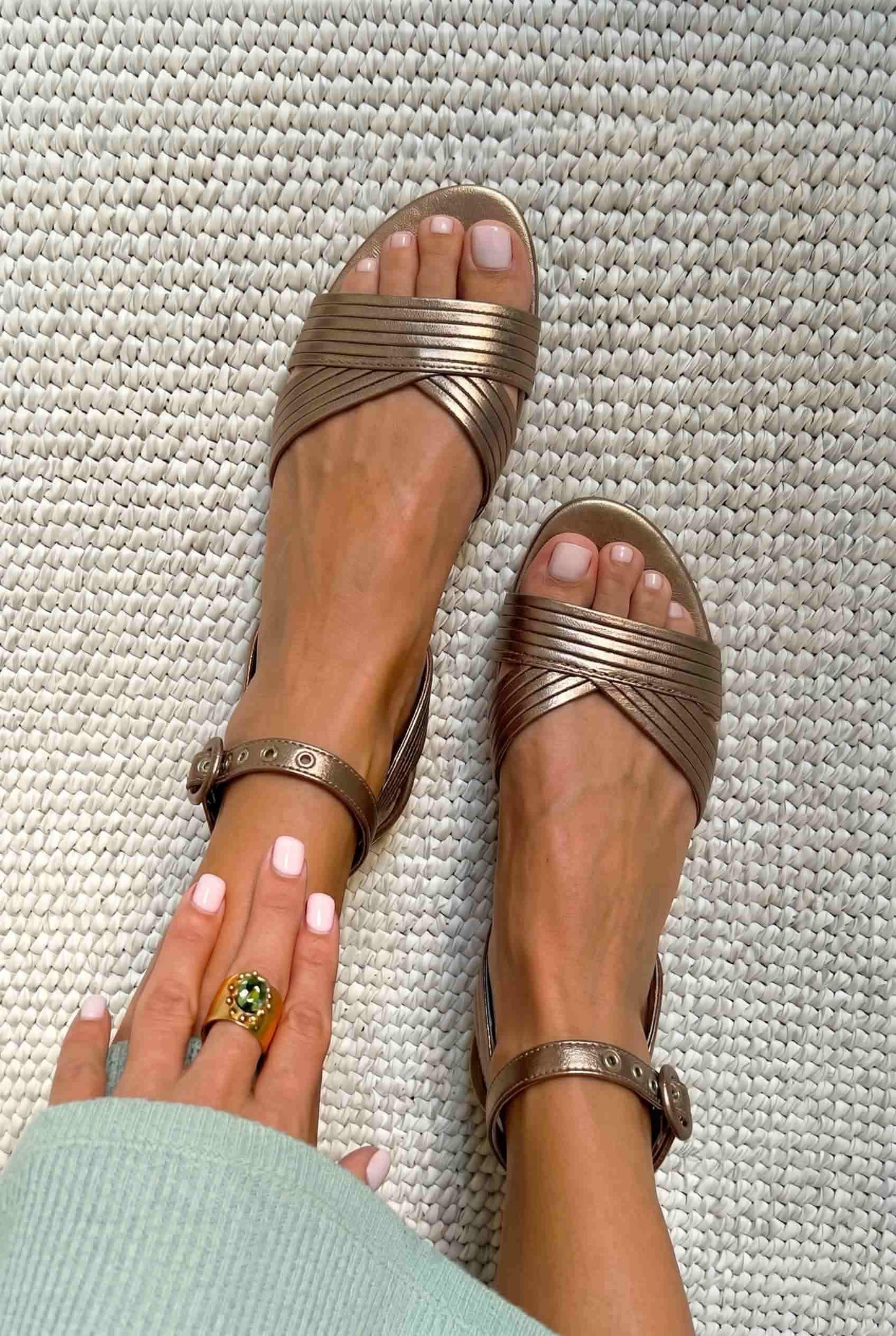 Strappy Crisscross Open Toe Flat Buckled Sandals [Pre Order]