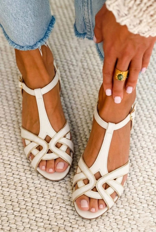 Cutout T-Strap Peep Toe Flat Casual Sandals [Pre Order]