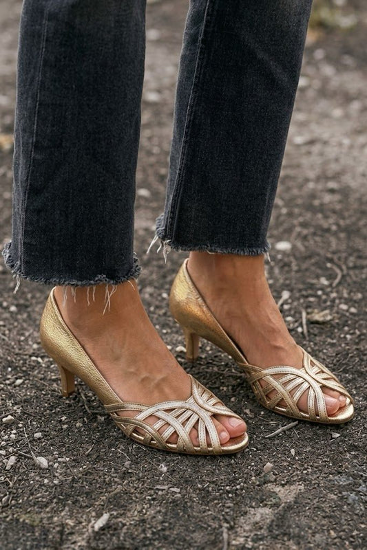 Strappy Crisscross Peep Toe Kitten Heels [Pre Order]
