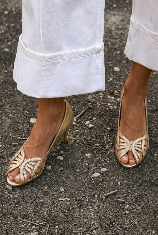 Strappy Cutout Peep Toe Kitten Heel Pumps [Pre Order]
