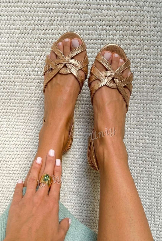 Strappy Crisscross Open Toe Flat Slingback Sandals [Pre Order]