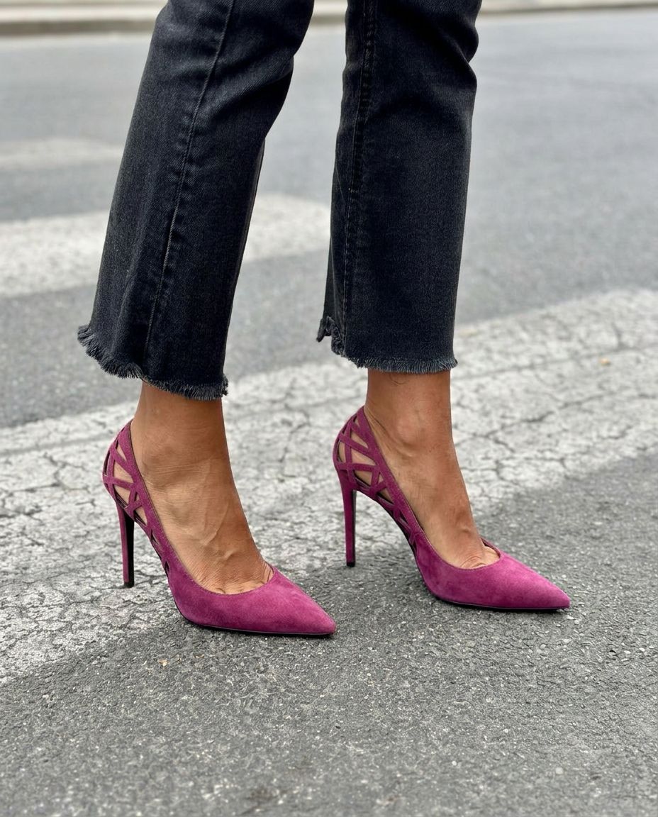 Cutout Lattice Pointed Toe Stiletto Heel Pumps [Pre Order]