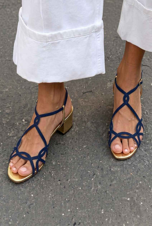 Strappy Crisscross Open Toe Block Heel Dressy Sandals [Pre Order]