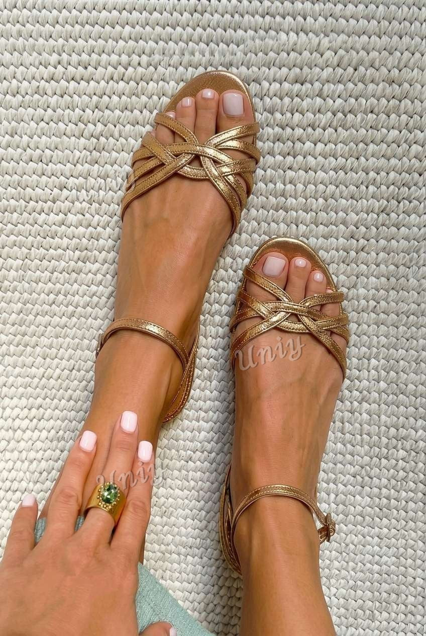 Crisscross Strappy Open Toe Flat Ankle Strap Sandals [Pre Order]