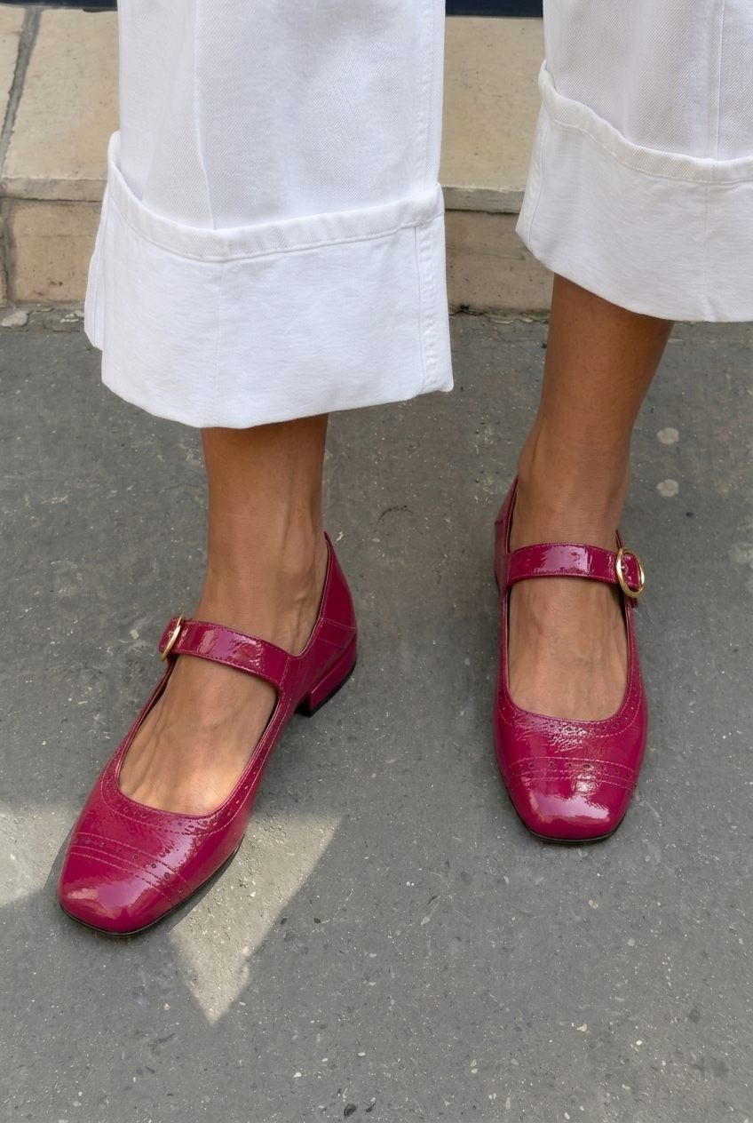 Patent Leather Brogue Square Toe Mary Jane Flats [Pre Order]