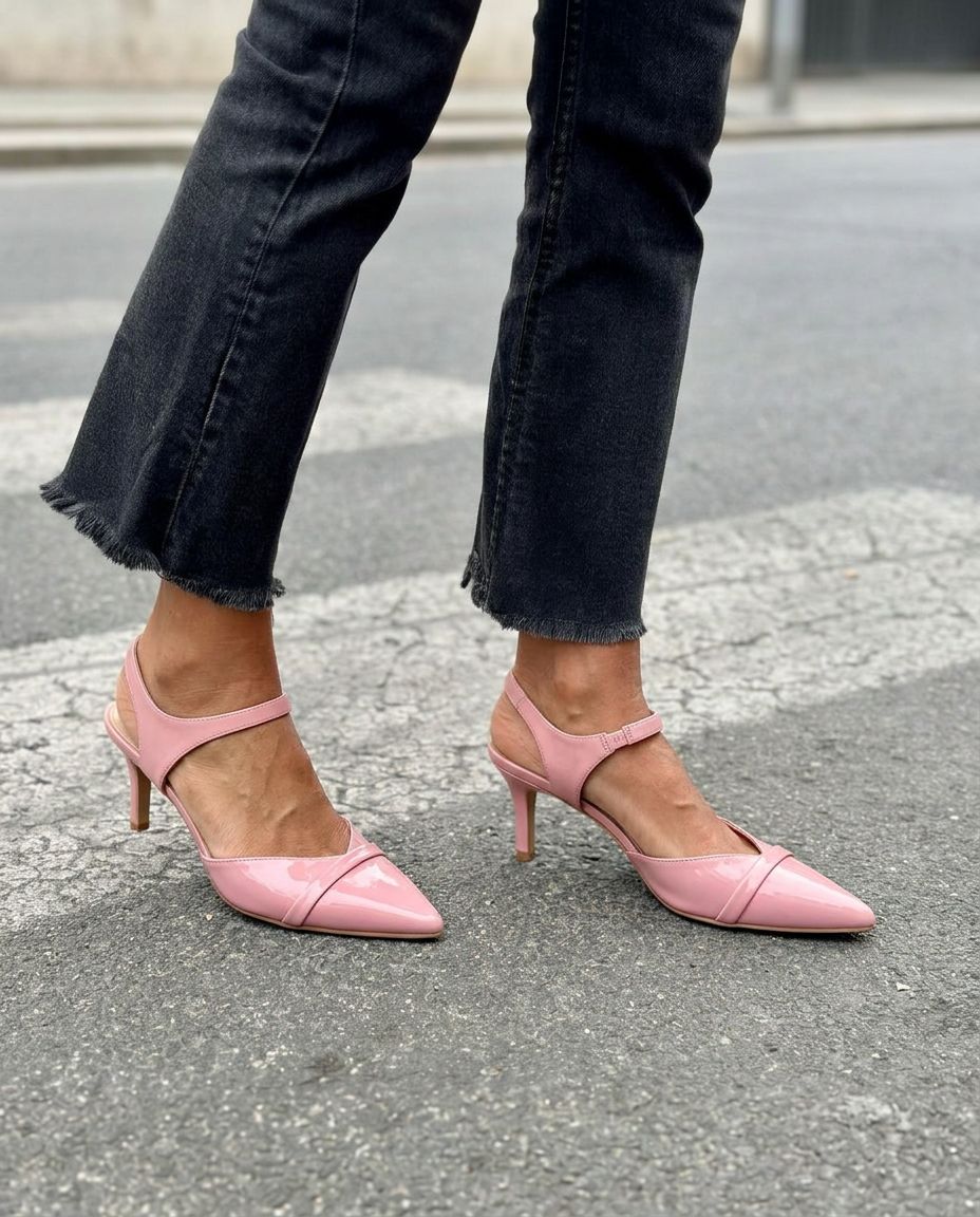 Patent Pointed Toe Ankle Strap Kitten Heel Pumps [Pre Order]