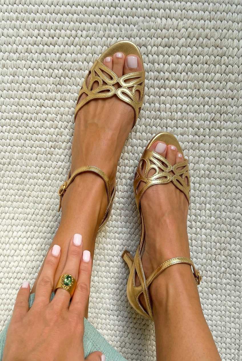 Cutout Ankle Strap Open Toe Kitten Heels [Pre Order]