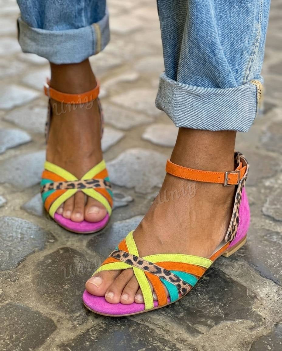 Strappy Crisscross Open Toe Flat AnkleStrap Sandals [Pre Order]