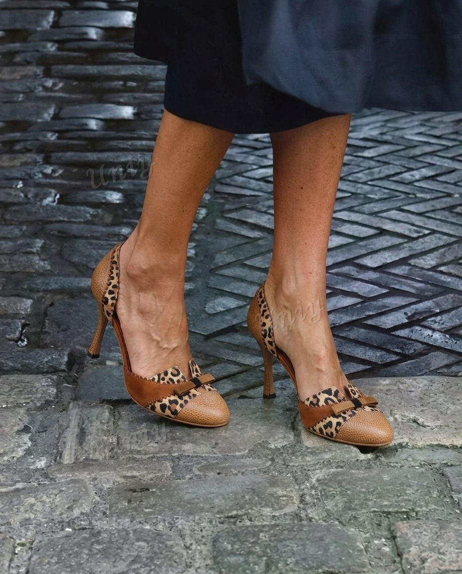 Bow Accent D'Orsay Pointed Toe Stiletto Pumps [Pre Order]